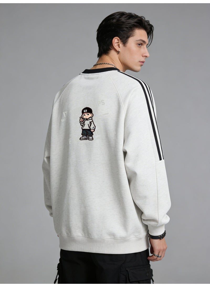 retro cartoon oversized t-shirt | striped pullover, suitable for street wear and daily leisure. - Image 4